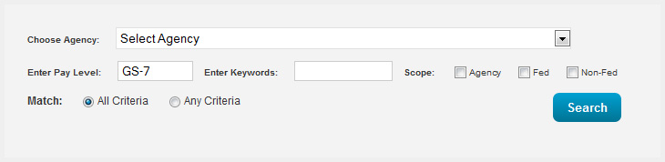 Graphic of the search interface with GS-7 in the Pay Level field
