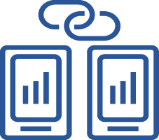 Icon of two computers linking together