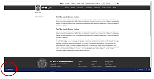 Screenshot of a page in Preview mode. The words preview mode are circled in the bottom left hand corner.