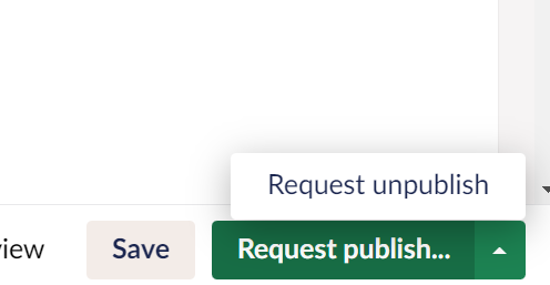 Request unpublish button
